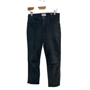 FRAME Le High Straight Maverick Rips Black Distressed Jeans Womens Size 30‎
